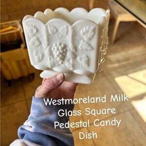 Westmoreland White Milk Glass Grape Design Dish